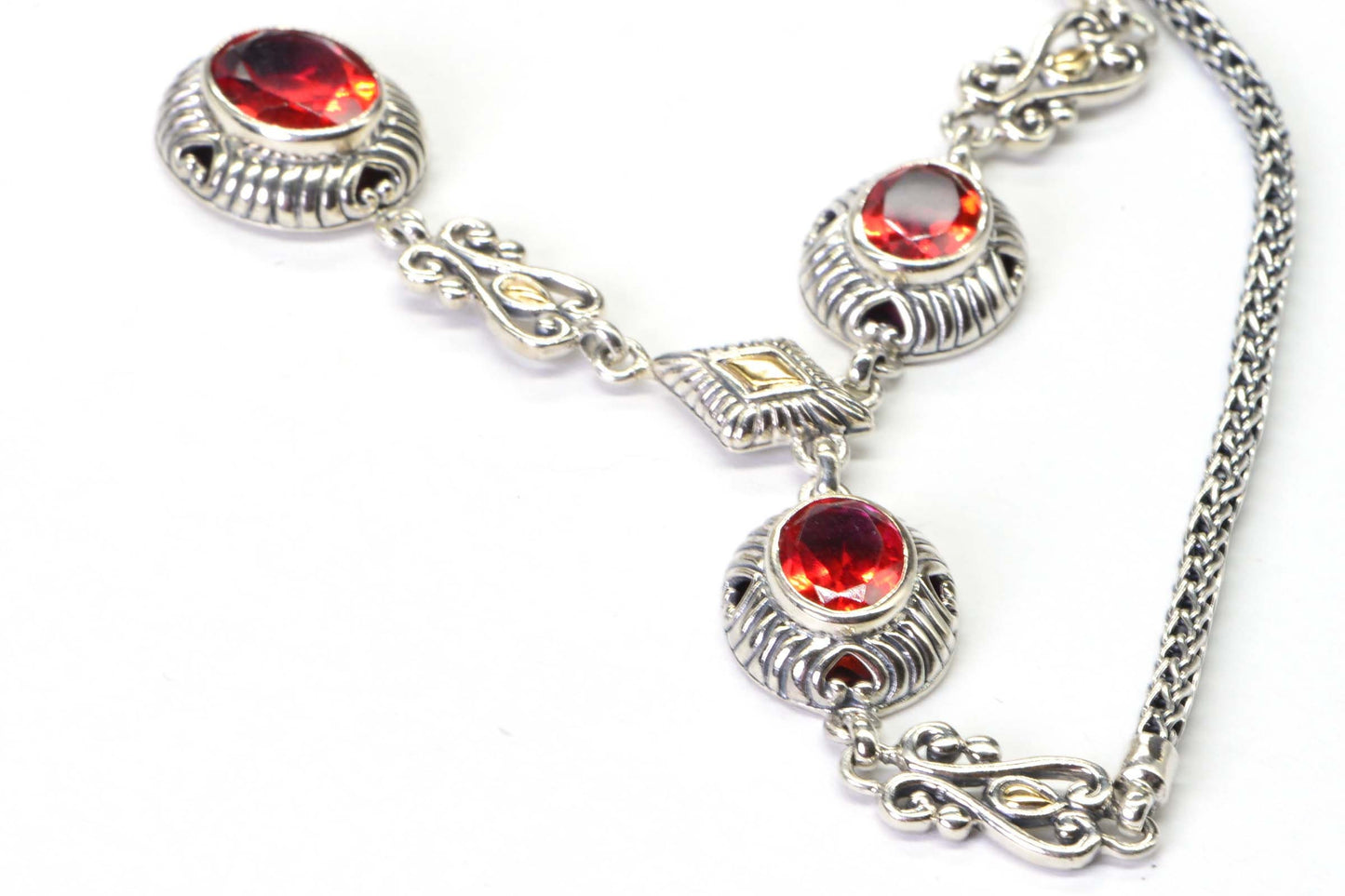 Padparadscha Sapphire Sterling Silver Bali Legacy Necklace