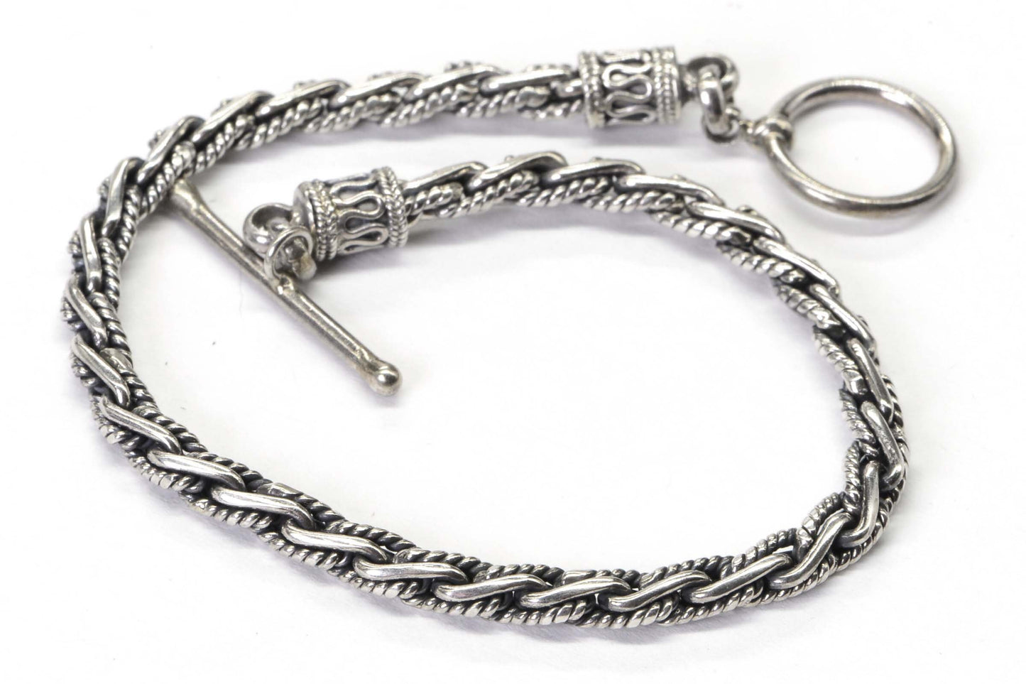 Vintage Byzantine Sterling Silver Bracelet, Braided Viking Style