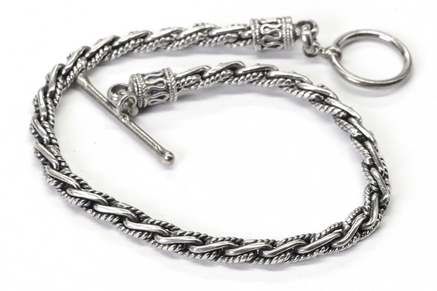 Vintage Byzantine Sterling Silver Bracelet, Braided Viking Style