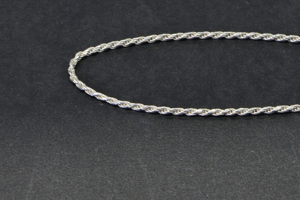 Italian Sterling Silver Diamond Cut Rope Chain Bracelet - 9 inch