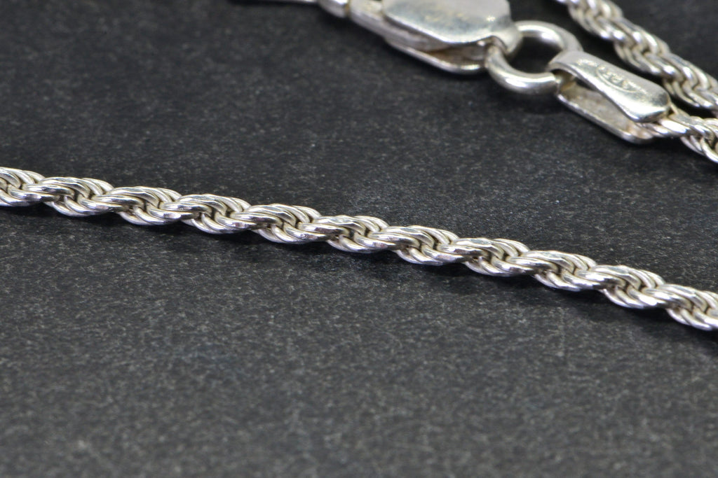 Italian Sterling Silver Diamond Cut Rope Chain Bracelet - 9 inch