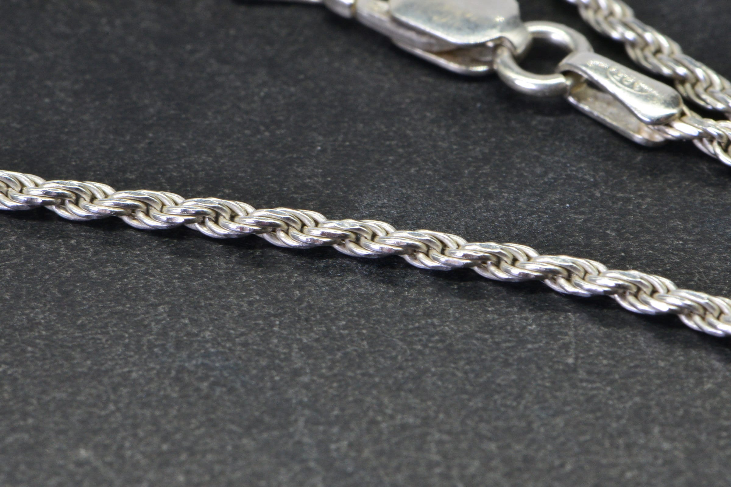 Italian Sterling Silver Diamond Cut Rope Chain Bracelet - 9 inch