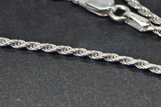 Italian Sterling Silver Diamond Cut Rope Chain Bracelet - 9 inch