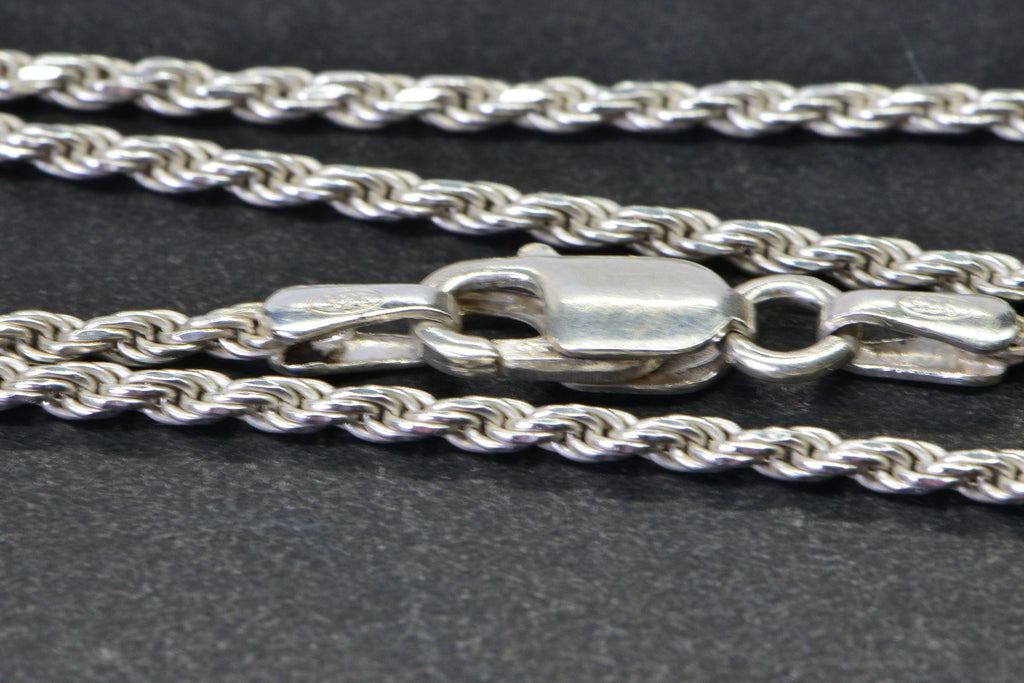 Italian Sterling Silver Diamond Cut Rope Chain Bracelet - 9 inch
