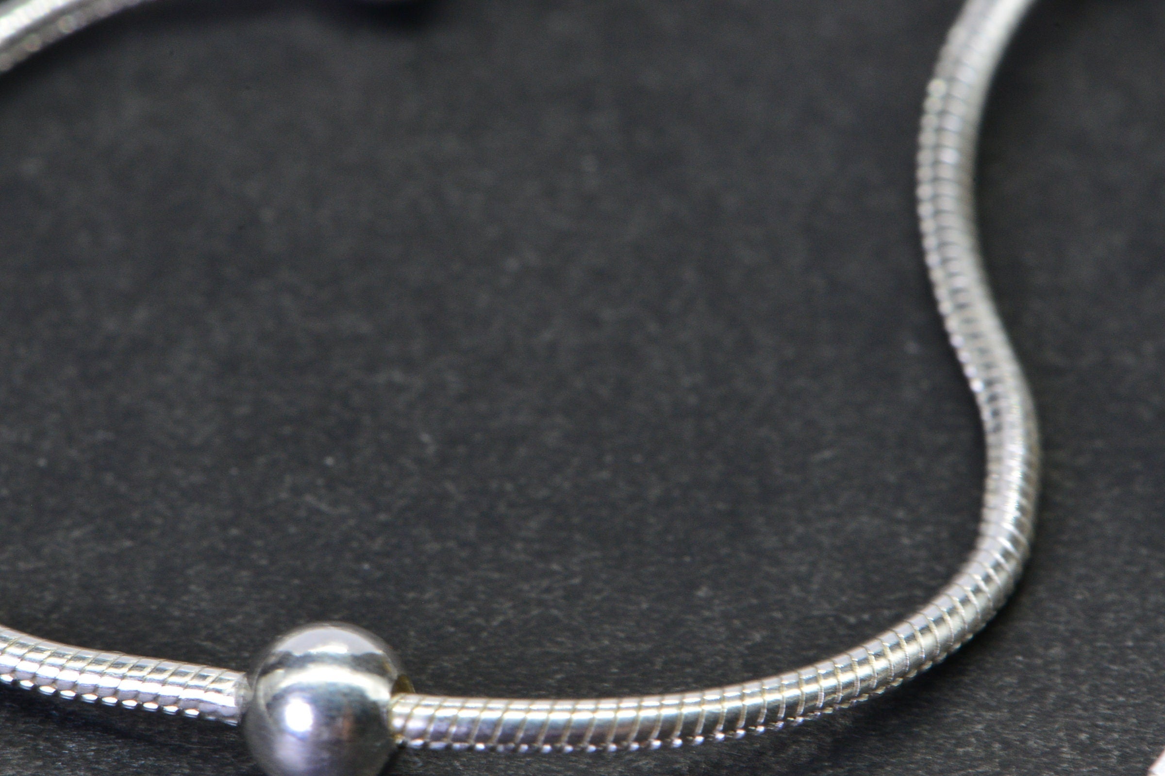 Sterling Silver Snake Chain Charm Bracelet with Ball Beads