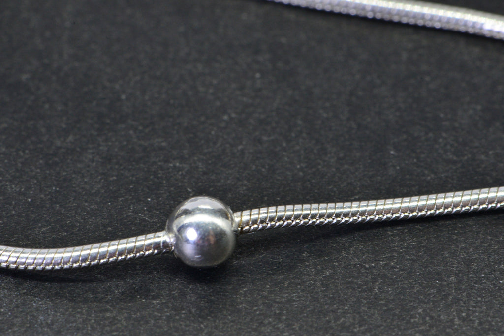 Sterling Silver Snake Chain Charm Bracelet with Ball Beads