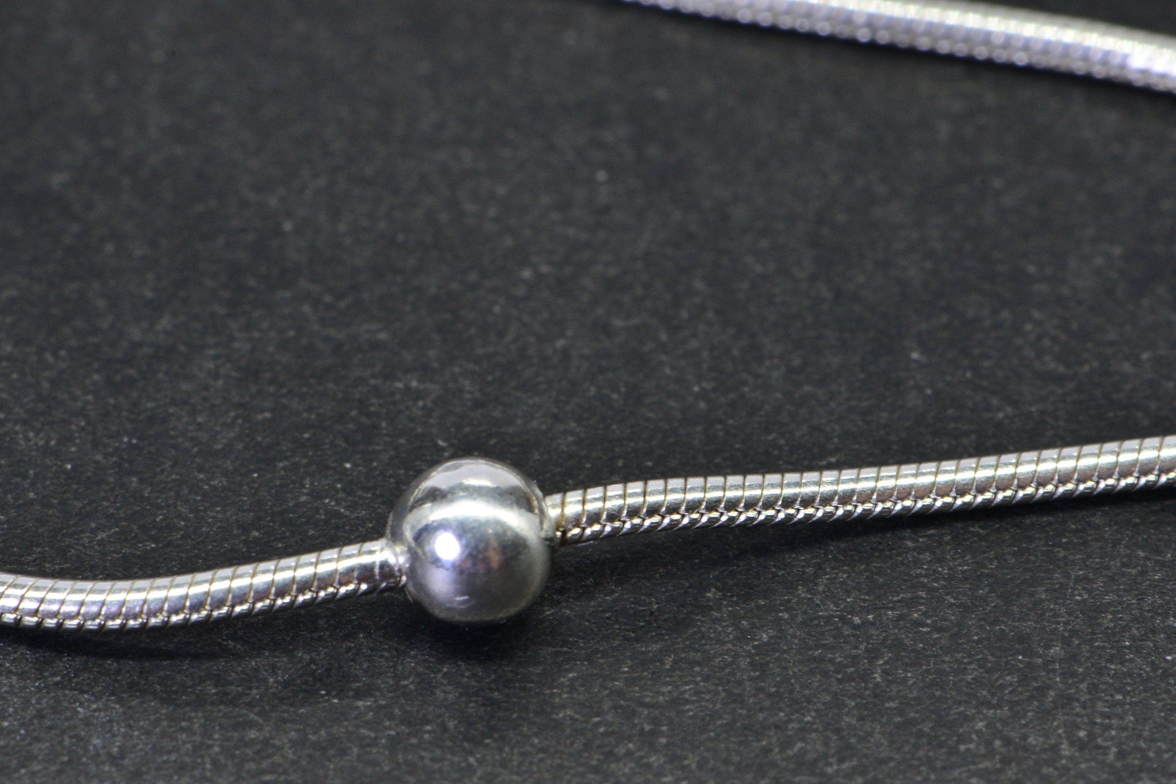 Sterling Silver Snake Chain Charm Bracelet with Ball Beads
