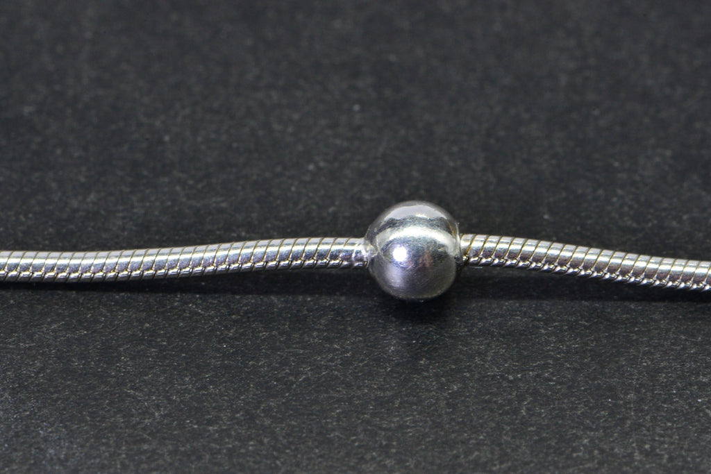 Sterling Silver Snake Chain Charm Bracelet with Ball Beads