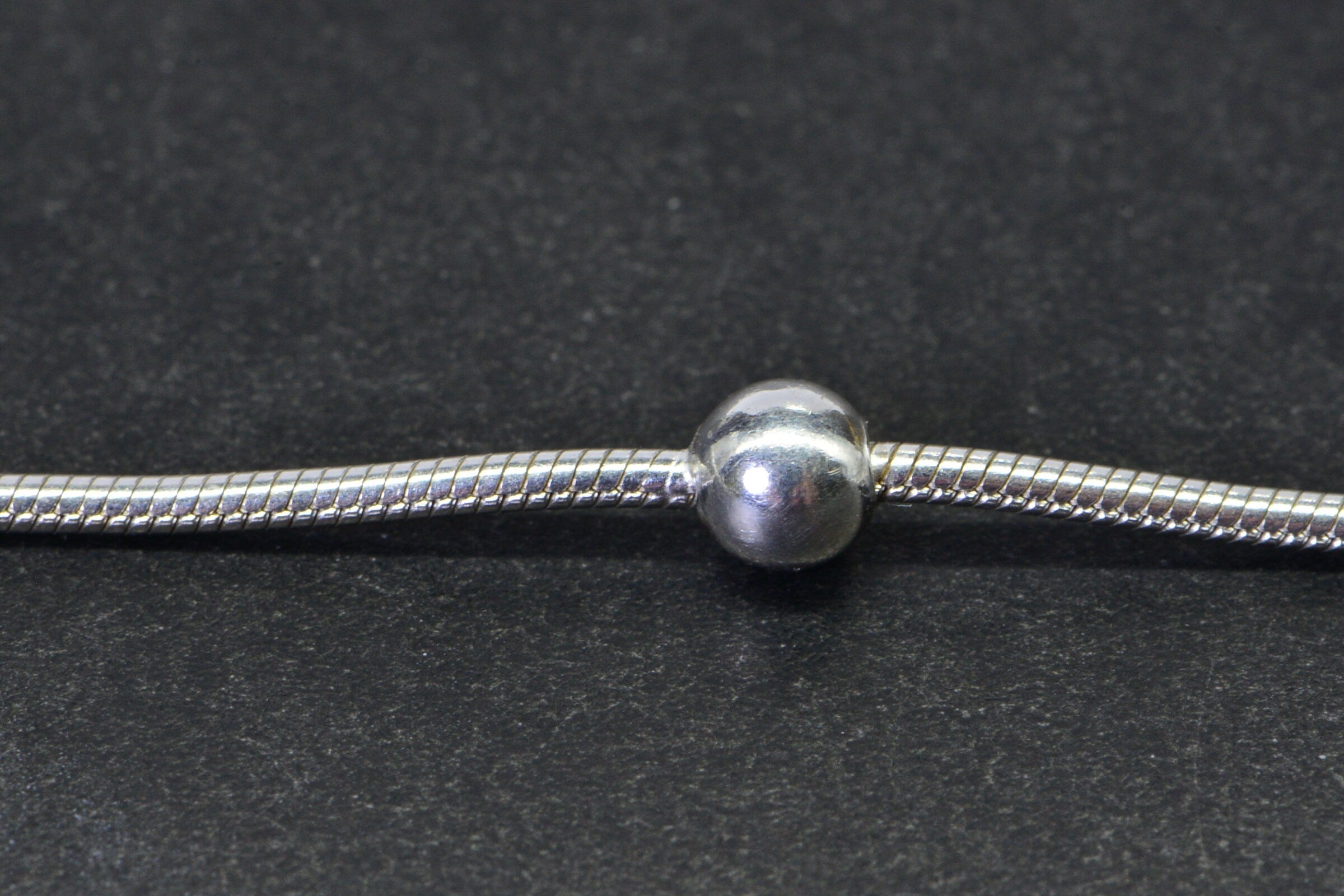 Sterling Silver Snake Chain Charm Bracelet with Ball Beads