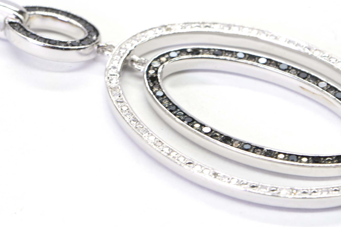Diamond Doublet Pendant Necklace, Sterling Silver, Black & White