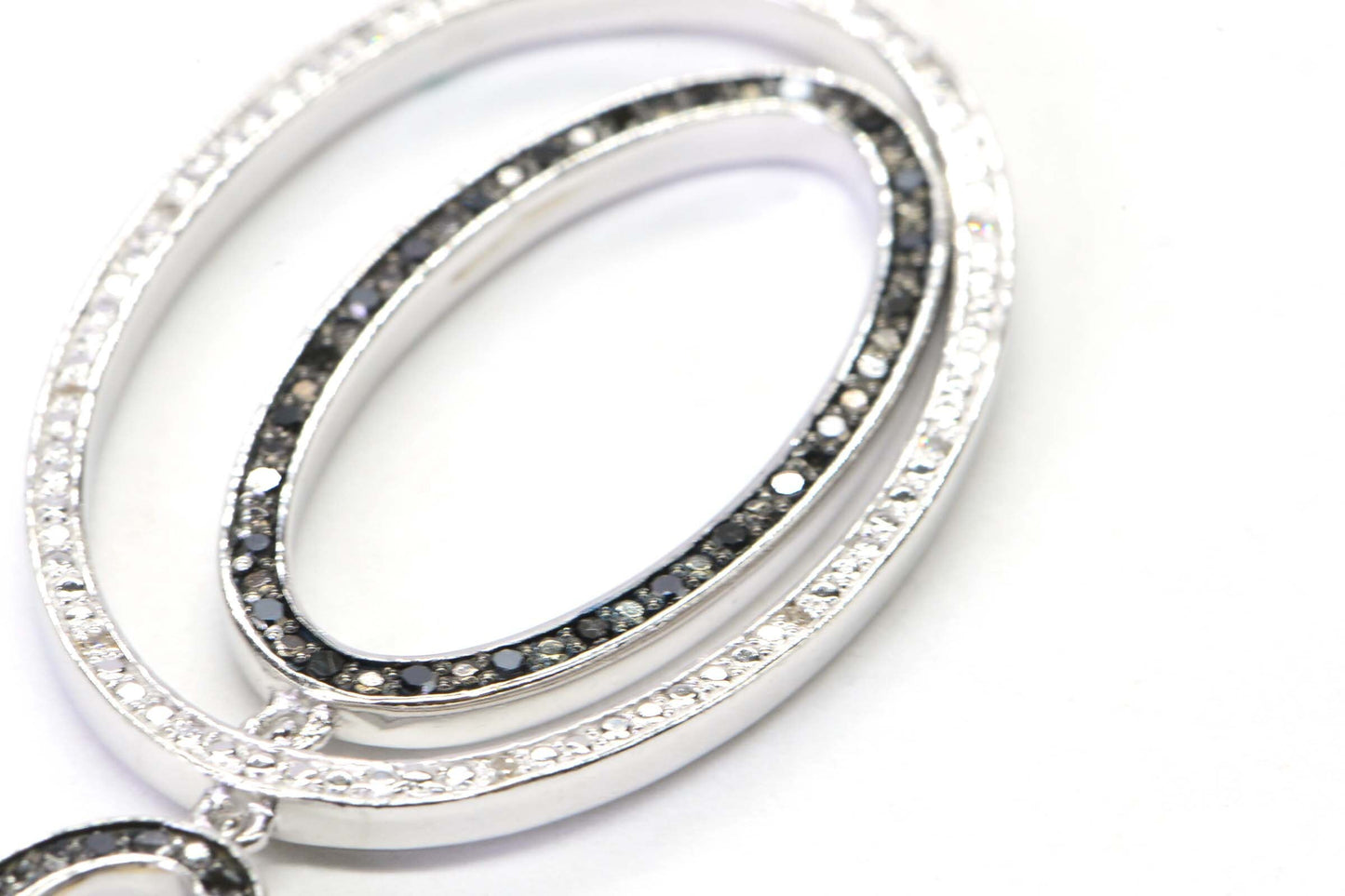 Diamond Doublet Pendant Necklace, Sterling Silver, Black & White