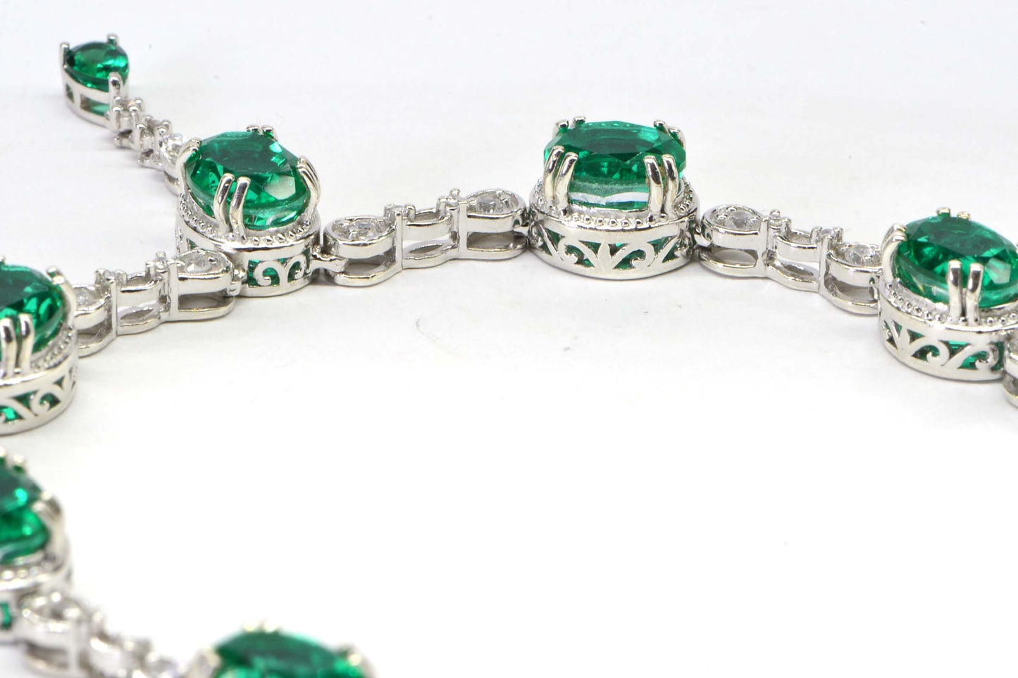 Emerald  Drop Necklace Sterling Silver  Birthstone May