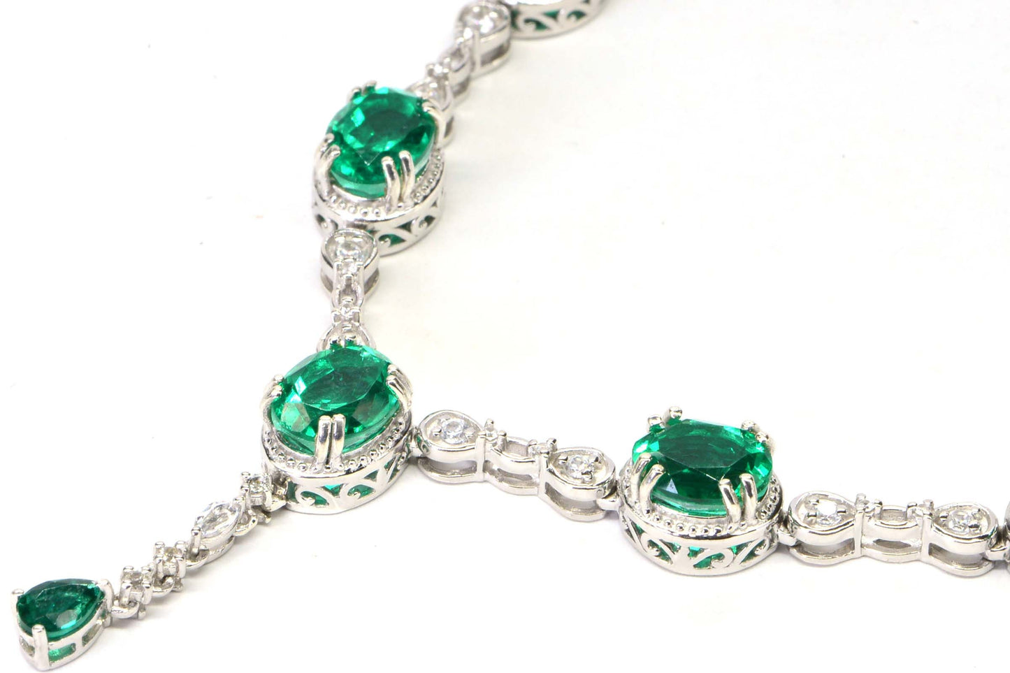 Emerald  Drop Necklace Sterling Silver  Birthstone May