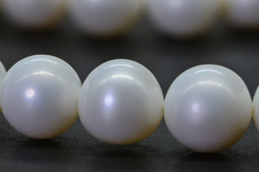 8mm Matte White Freshwater Pearl Beads: 16" Strand