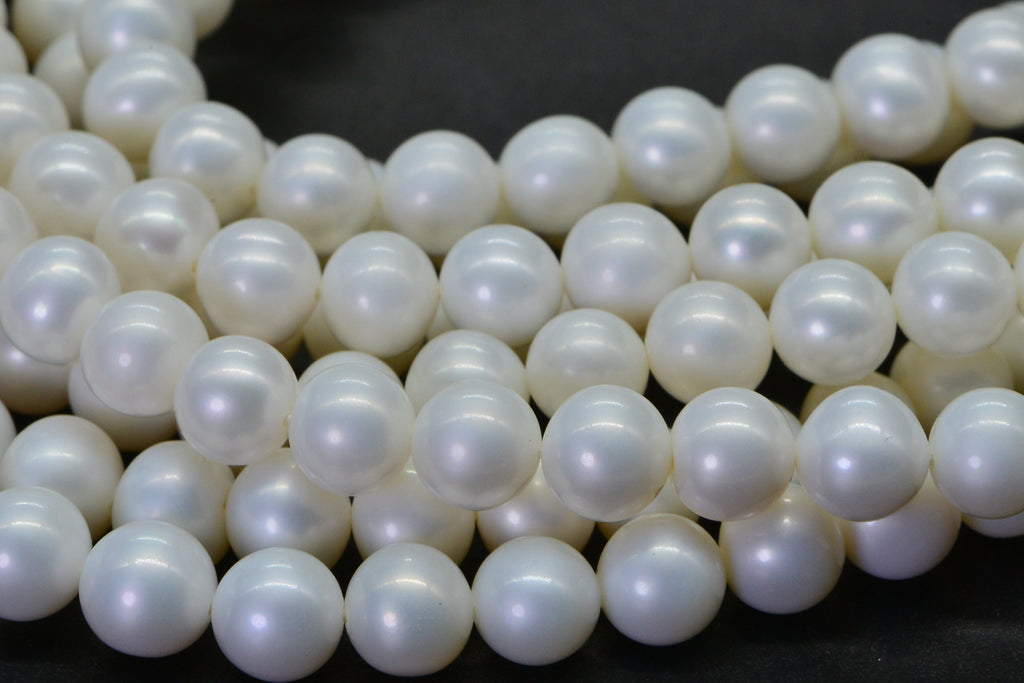 8mm Matte White Freshwater Pearl Beads: 16" Strand