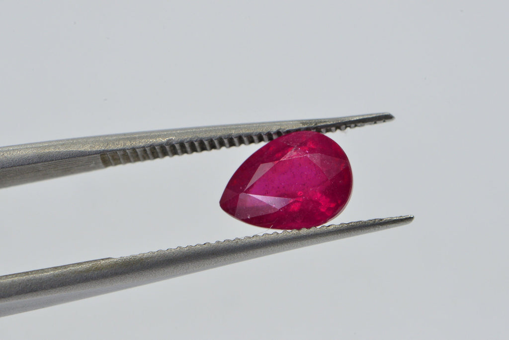7mm Pear Ruby Cabochon: Hand Cut July Birthstone