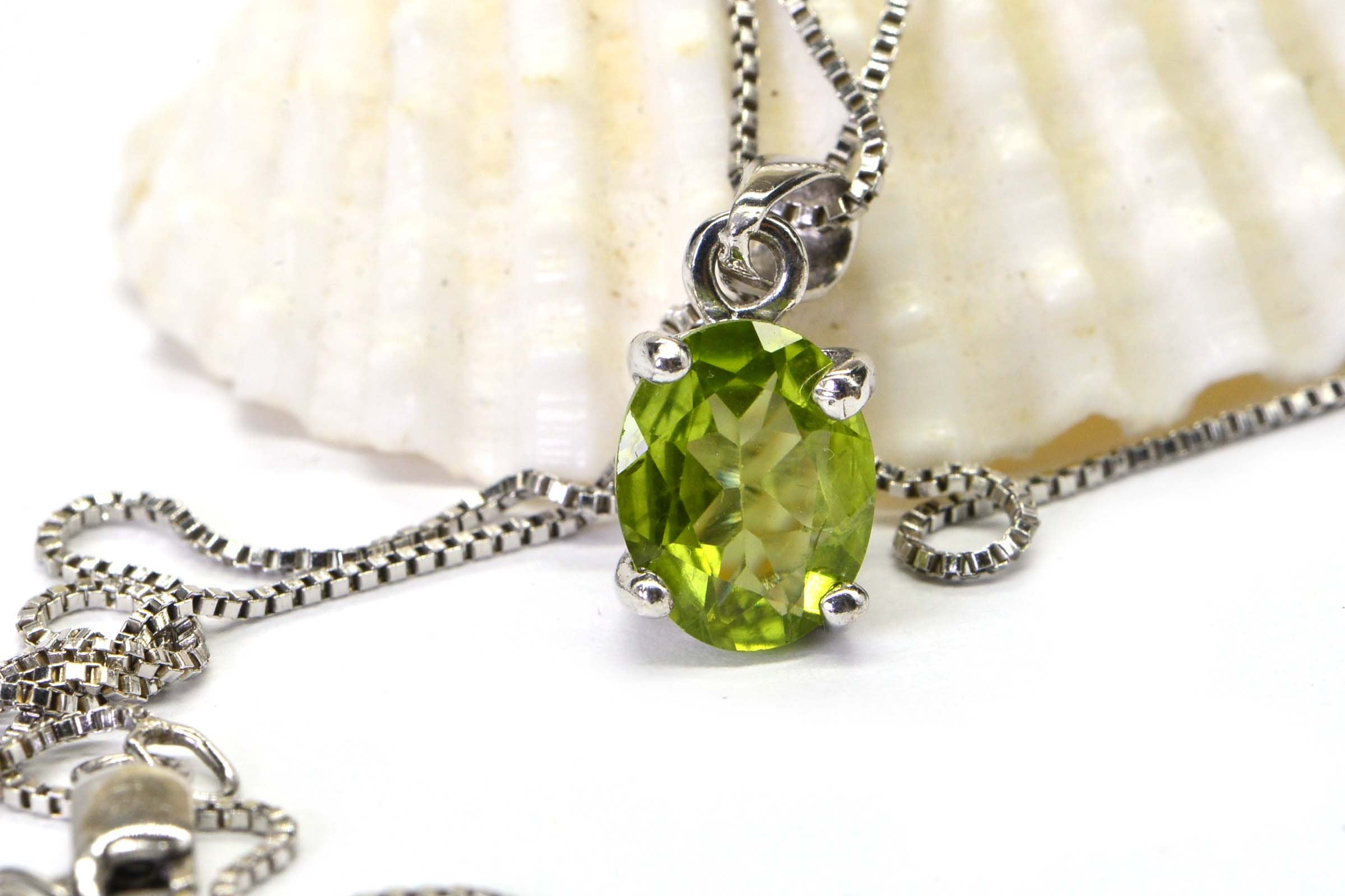 Genuine  Stone Pendant Peridot  Small Pendant Sterling Silver Prong Setting Birthstone  August
