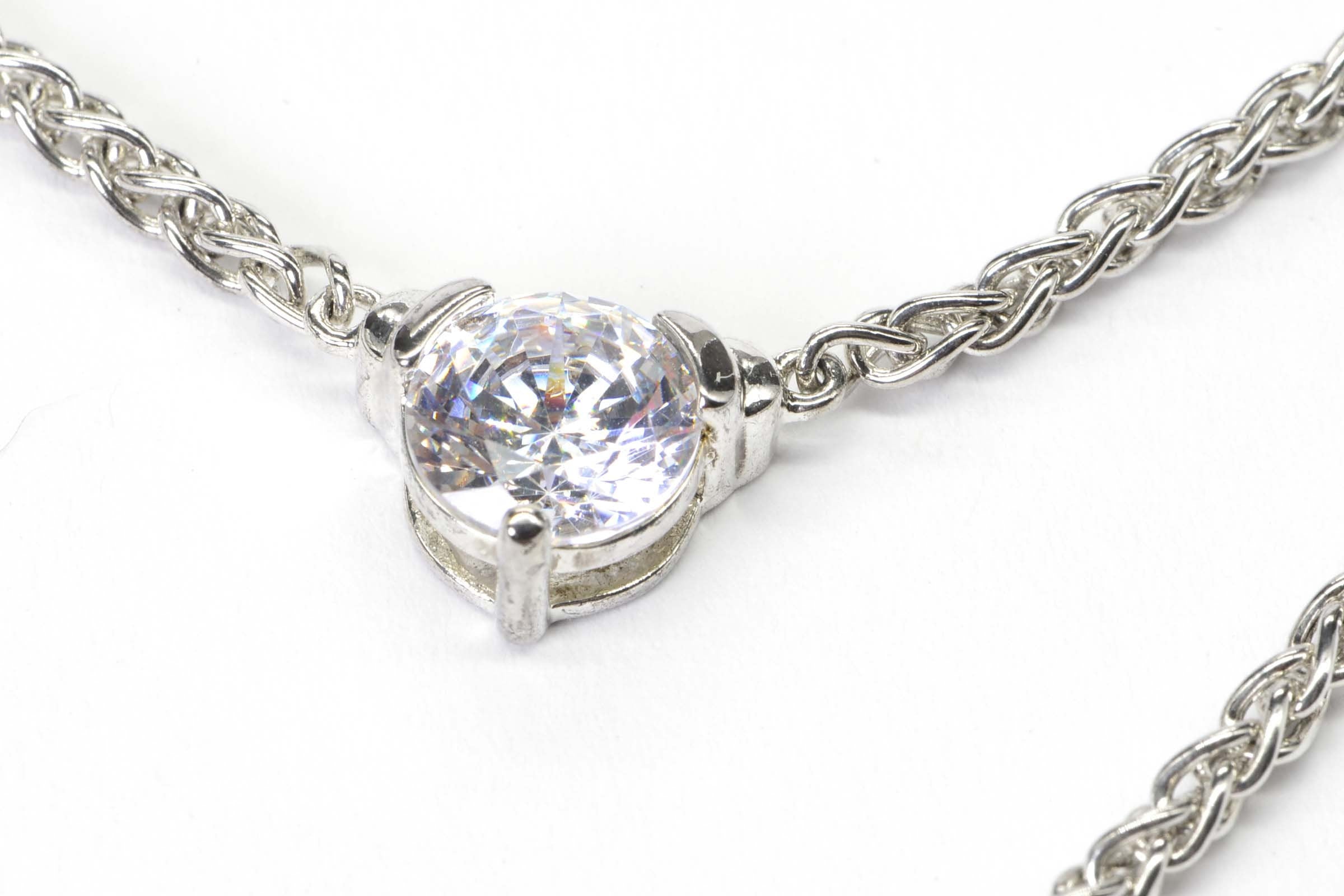 Diamond Cut Simulated Diamond Heart Necklace Choker sterling silver Weat