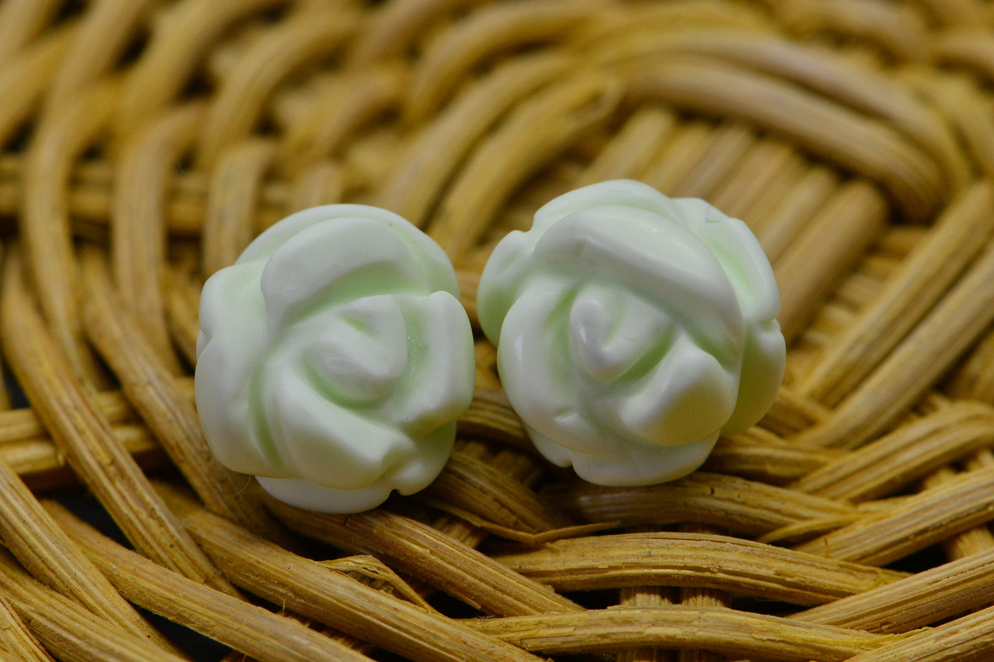 Lemon Chrysoprase Rose Carved Beads: 12mm Flower Beads, Jewelry Making - 6 pc