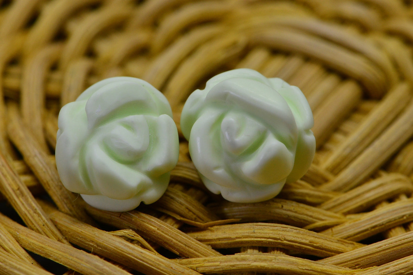 Lemon Chrysoprase Rose Carved Beads: 12mm Flower Beads, Jewelry Making - 6 pc