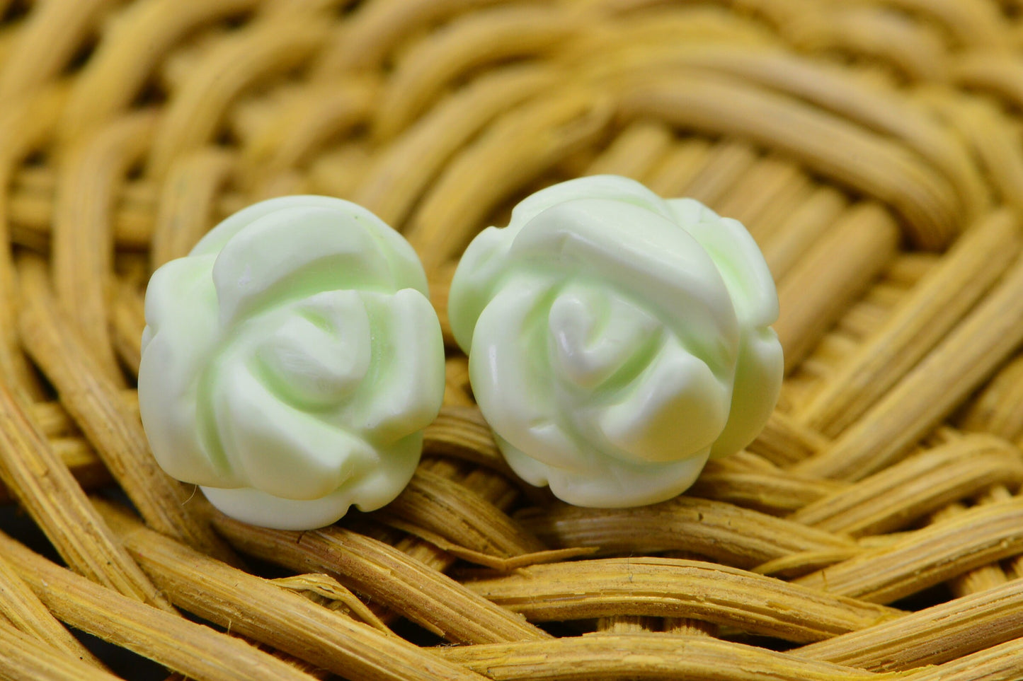 Lemon Chrysoprase Rose Carved Beads: 12mm Flower Beads, Jewelry Making - 6 pc