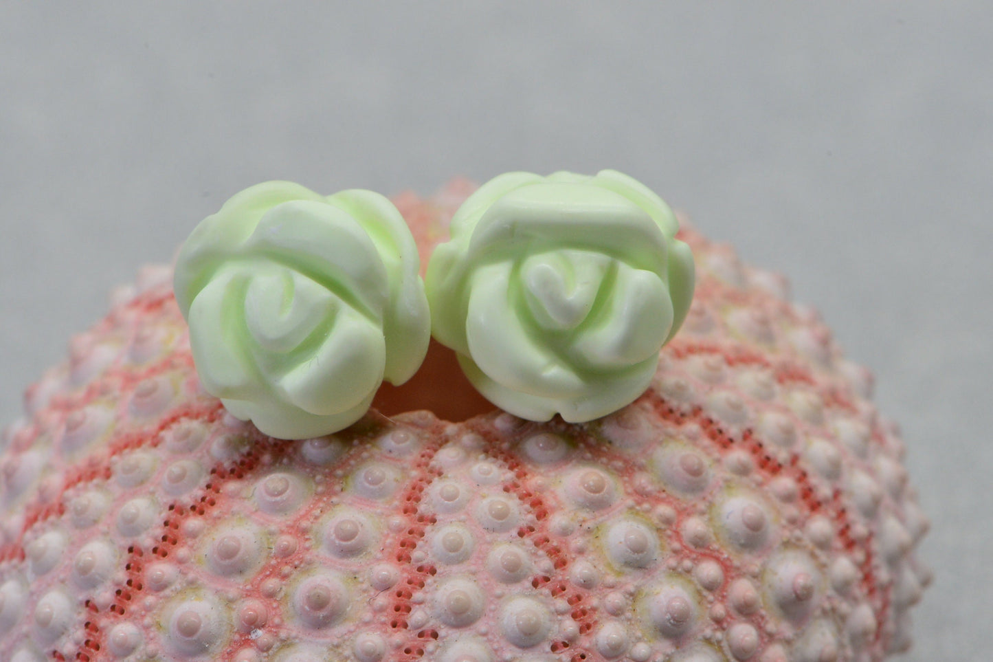 Lemon Chrysoprase Rose Carved Beads: Flower Jewelry Making (8mm, 2 beads)