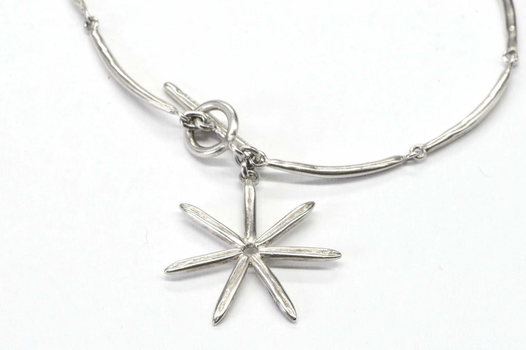 Sterling Silver Chain Bracelet With Charms Moon and Stars with face of sun