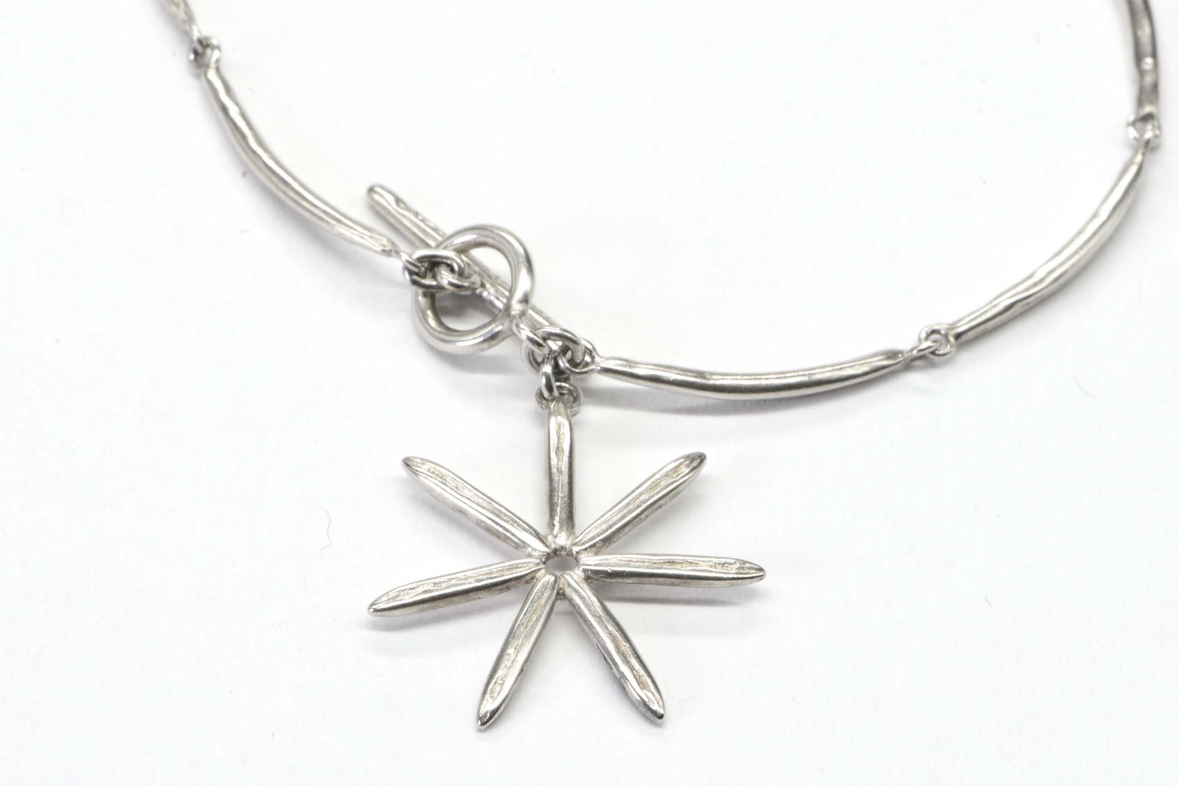 Sterling Silver Chain Bracelet With Charms Moon and Stars with face of sun