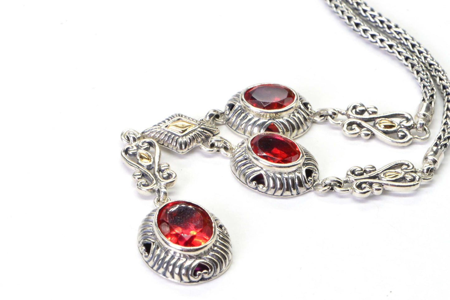Padparadscha Sapphire Sterling Silver Bali Legacy Necklace