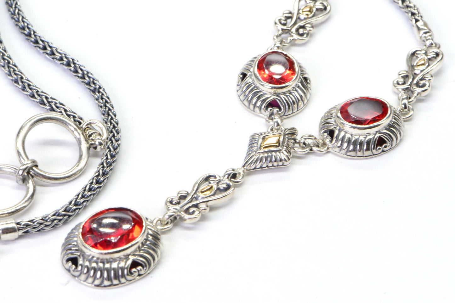 Padparadscha Sapphire Sterling Silver Bali Legacy Necklace