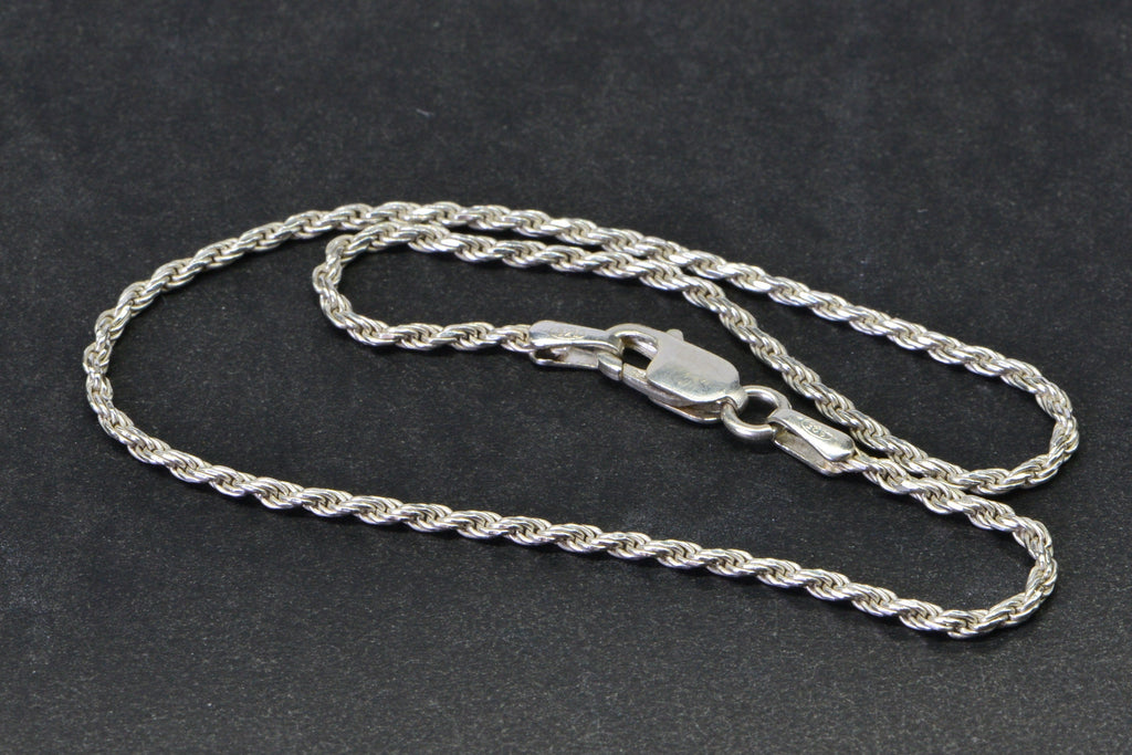 Italian Sterling Silver Diamond Cut Rope Chain Bracelet - 9 inch