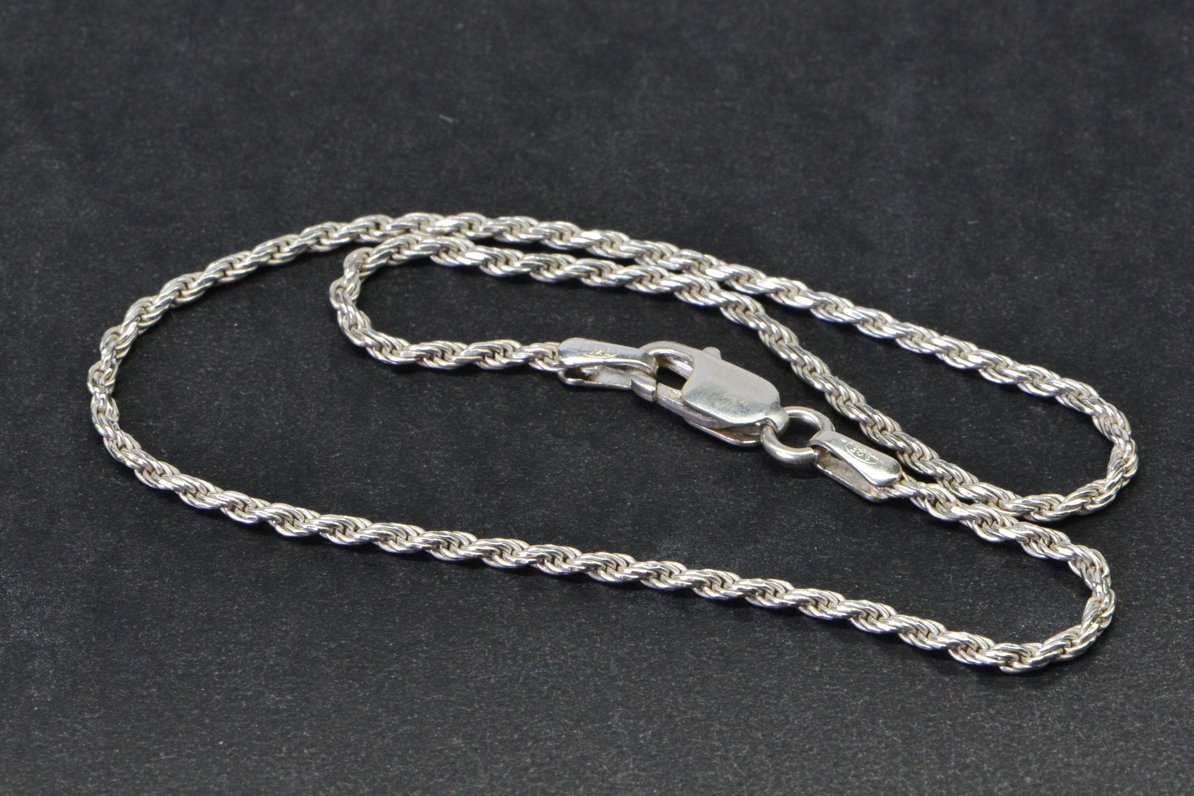 Italian Sterling Silver Diamond Cut Rope Chain Bracelet - 9 inch