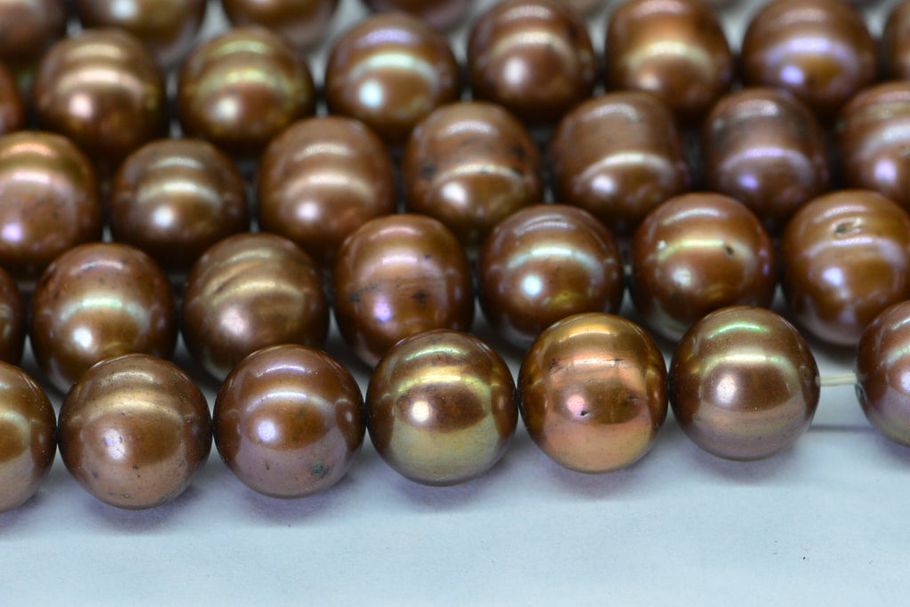Brown Freshwater Pearl Beads: Round Off, 9mm Gemstone Jewelry Supplies