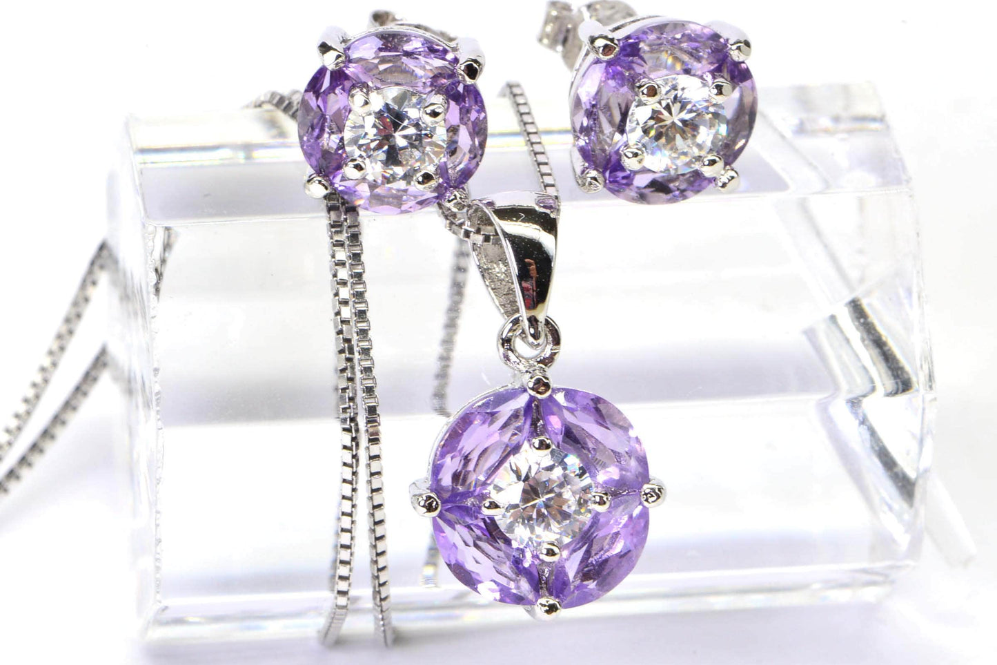 Rose De France Stud Earrings Flower Design Matched set Pendant Earrings  Sterling Silver