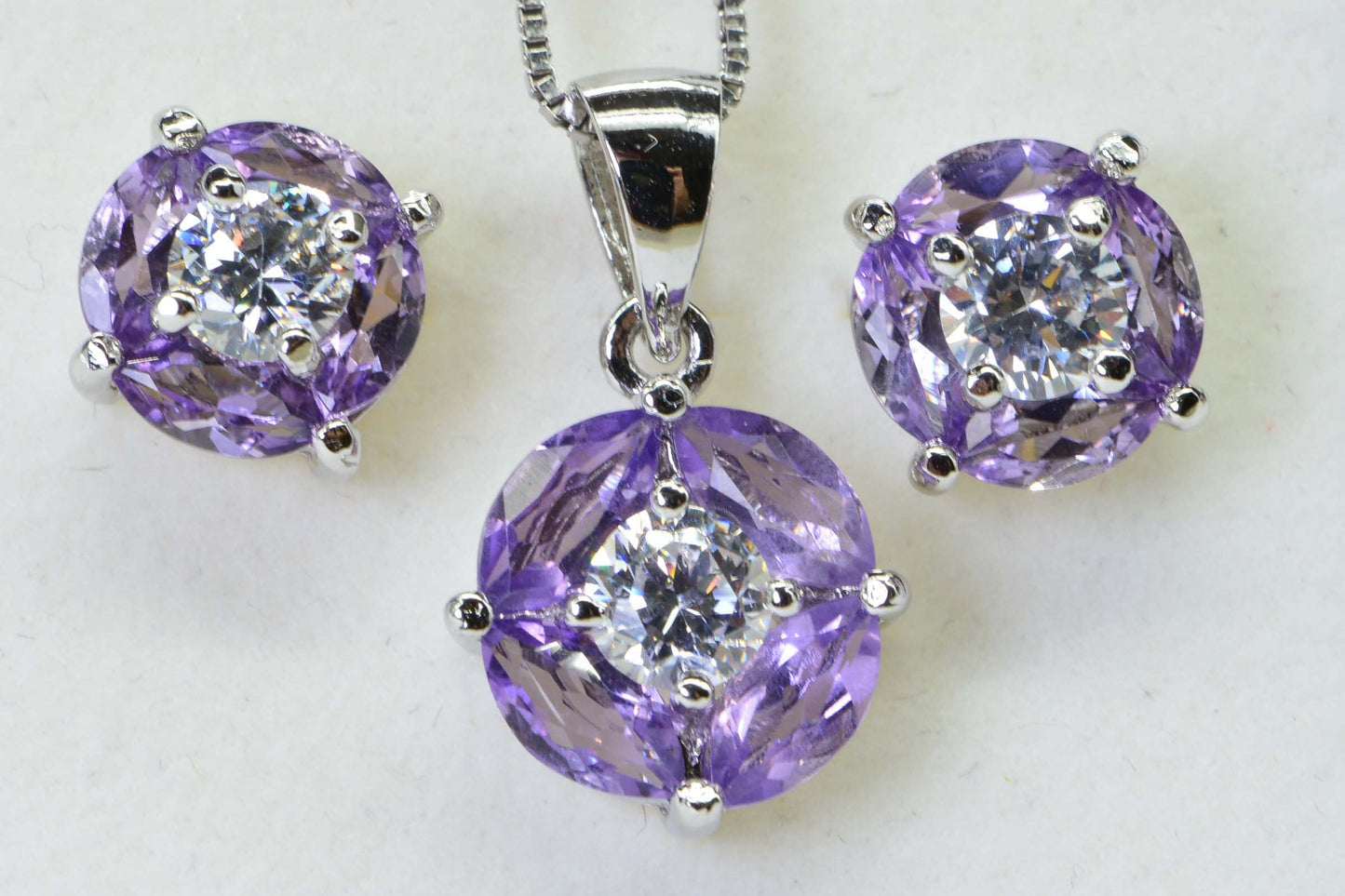 Rose De France Stud Earrings Flower Design Matched set Pendant Earrings  Sterling Silver