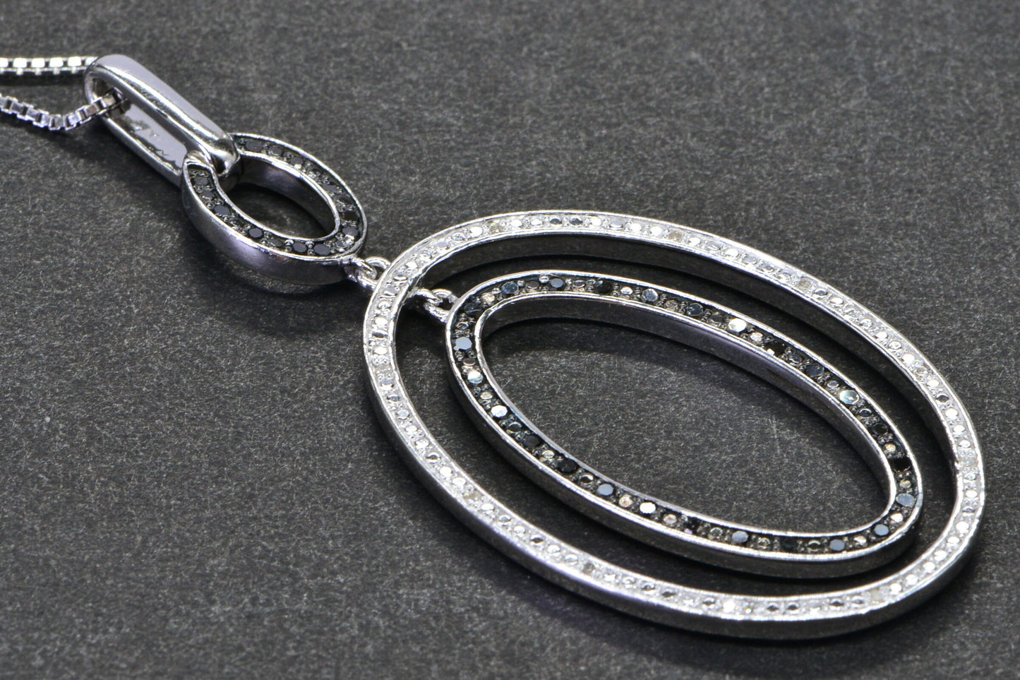 Diamond Doublet Pendant Necklace, Sterling Silver, Black & White