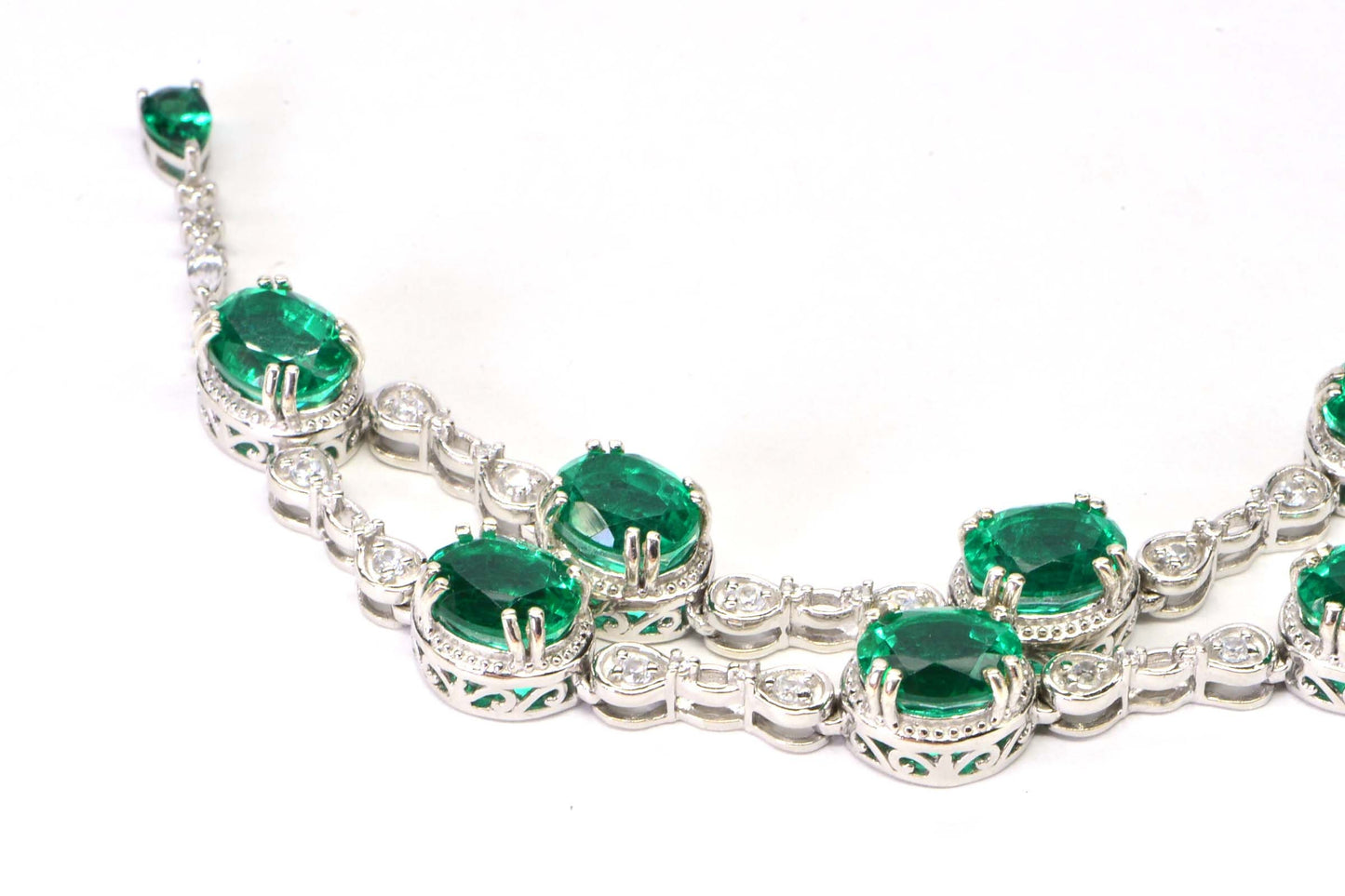 Emerald  Drop Necklace Sterling Silver  Birthstone May