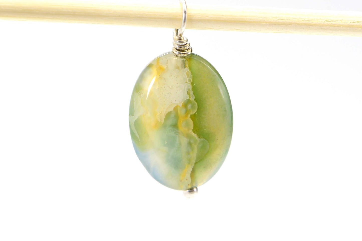 Ocean Jasper Cabochon: Green, White, Yellow Gemstone (16x12x4.1mm)