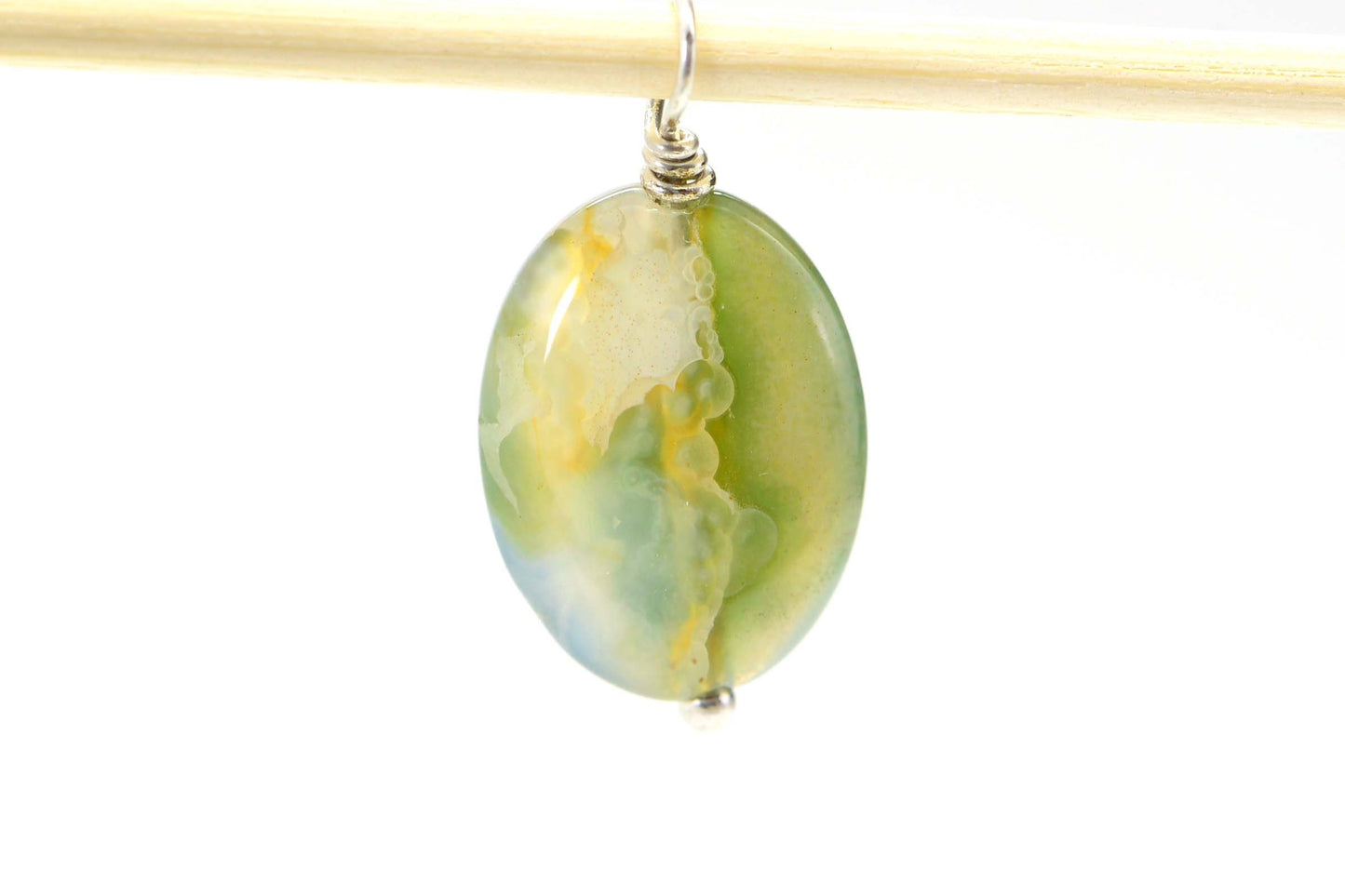Ocean Jasper Cabochon: Green, White, Yellow Gemstone (16x12x4.1mm)