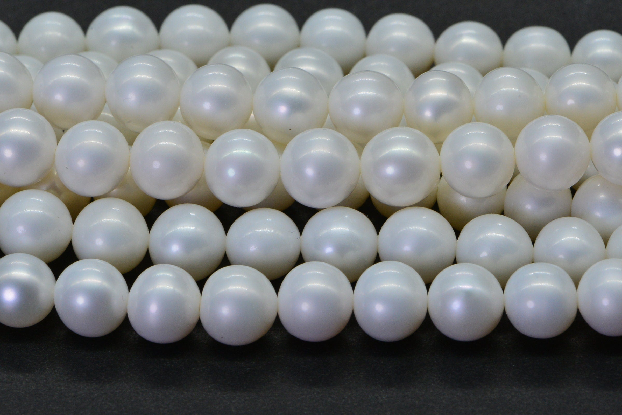 8mm Matte White Freshwater Pearl Beads: 16" Strand