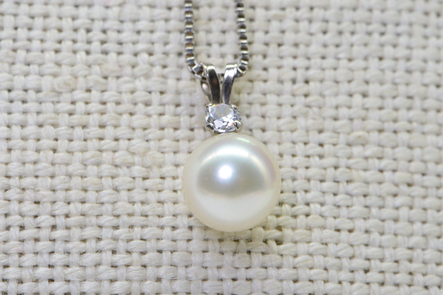 8mm White Freshwater Pearl Pendant Necklace - Sterling Silver, July Birthstone