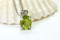 Genuine  Stone Pendant Peridot  Small Pendant Sterling Silver Prong Setting Birthstone  August