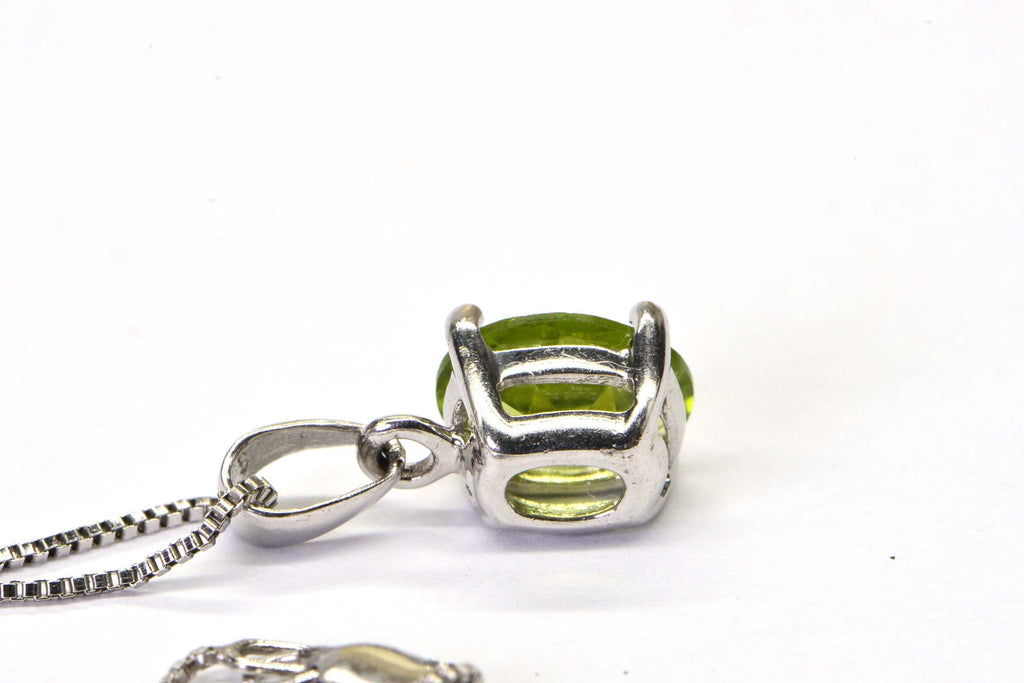 Genuine  Stone Pendant Peridot  Small Pendant Sterling Silver Prong Setting Birthstone  August