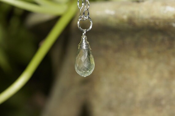 Green Amethyst Briolette Beads AAA Micro Faceted (1 Pcs)