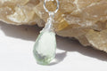 Green Amethyst Sterling Silver Pendant: Wire Wrapped Teardrop Gemstone