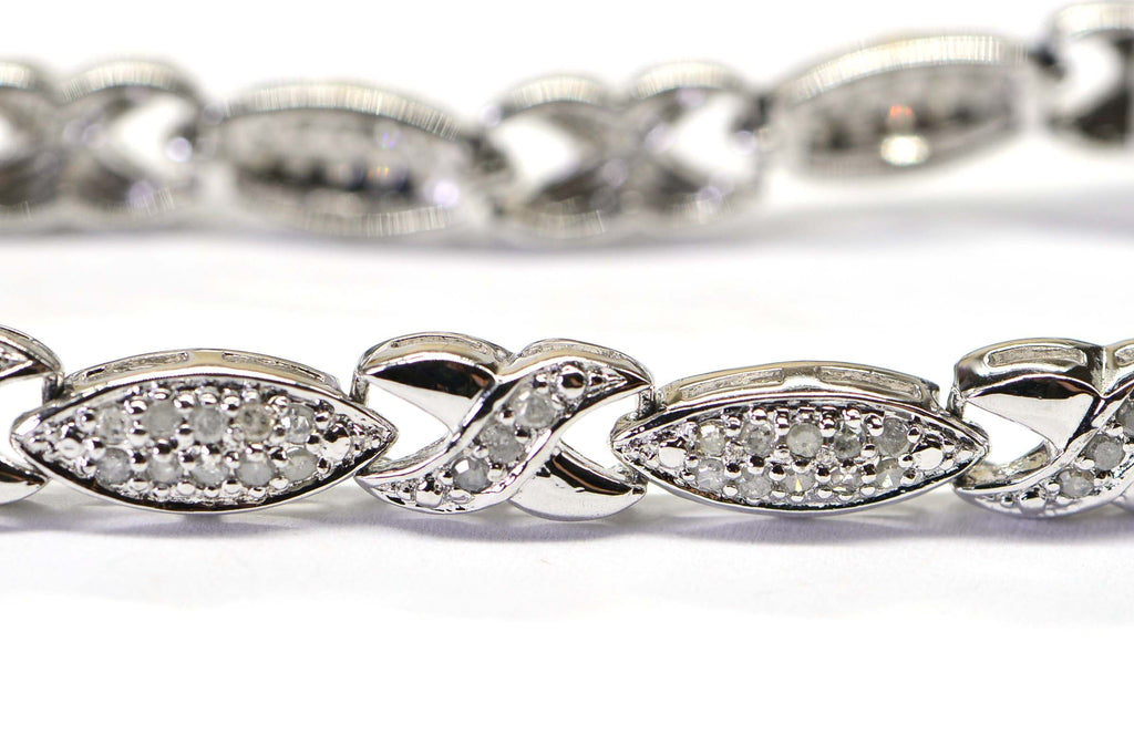 Natural Diamond Tennis Bracelet: Sterling Silver Vintage Style, 1 ct