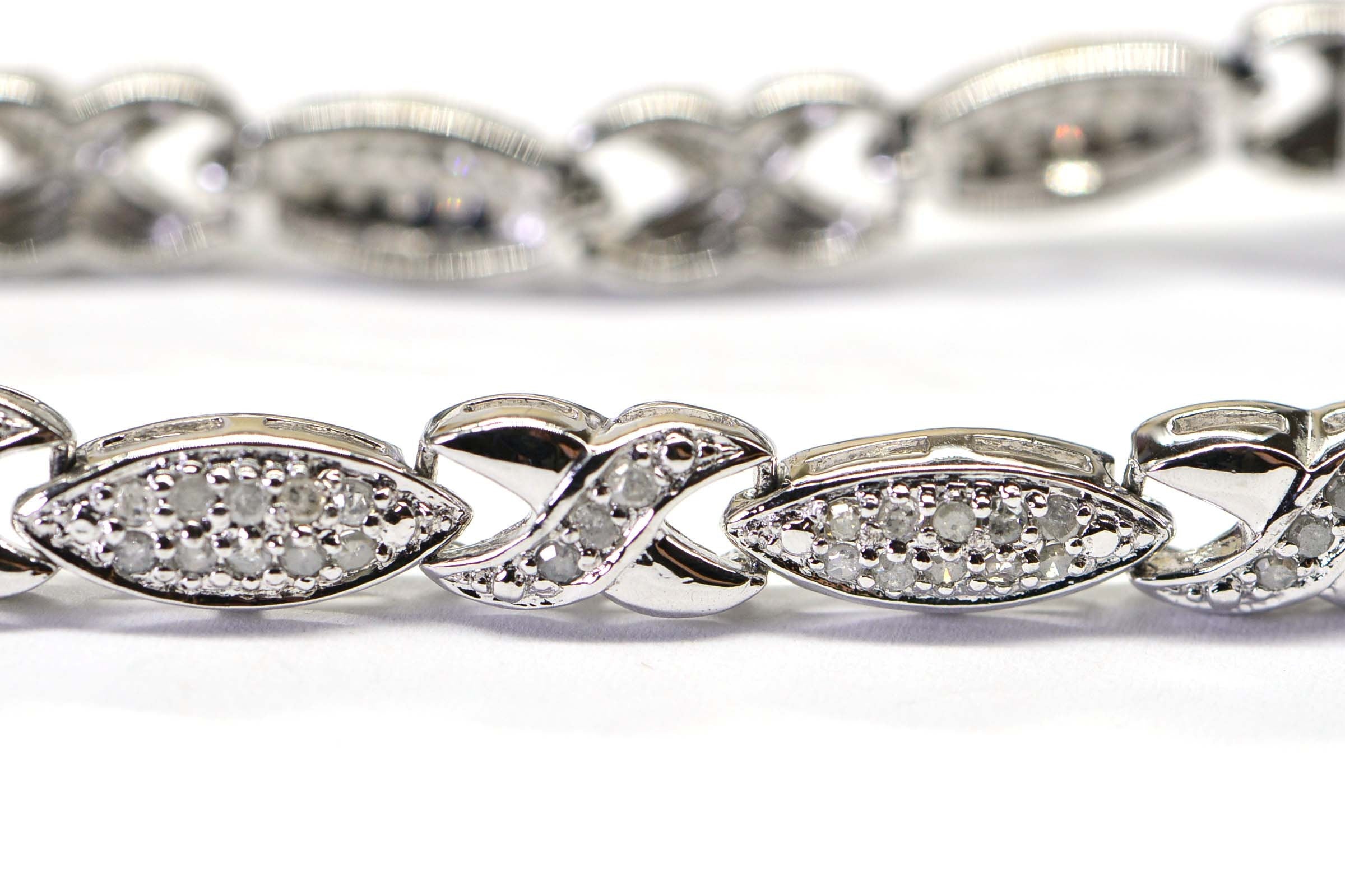 Natural Diamond Tennis Bracelet: Sterling Silver Vintage Style, 1 ct