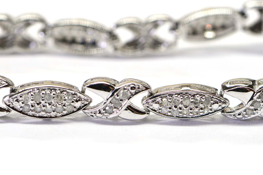 Natural Diamond Tennis Bracelet: Sterling Silver Vintage Style, 1 ct