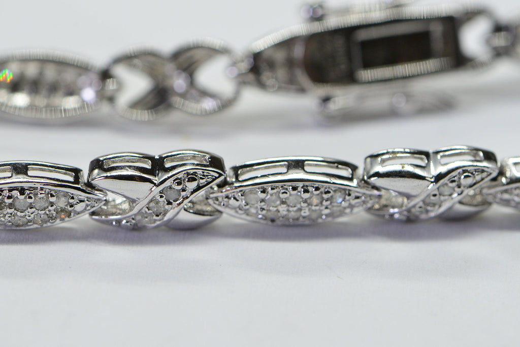 Natural Diamond Tennis Bracelet: Sterling Silver Vintage Style, 1 ct