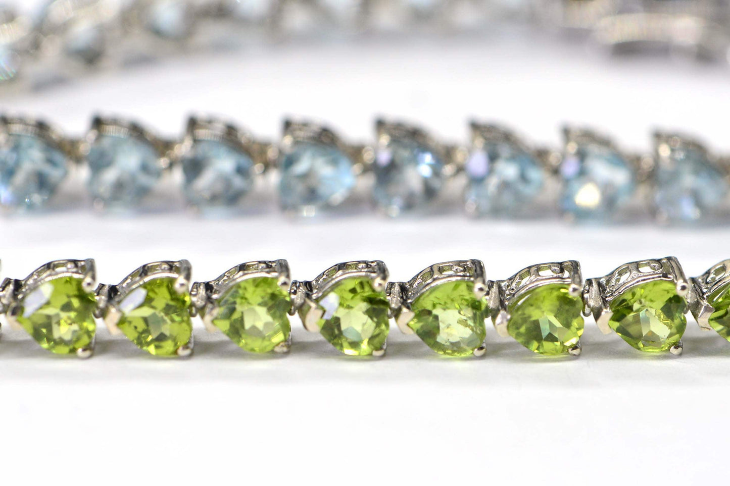 Sterling Silver Multi-Gemstone Heart Bracelet, Rainbow Birthstone
